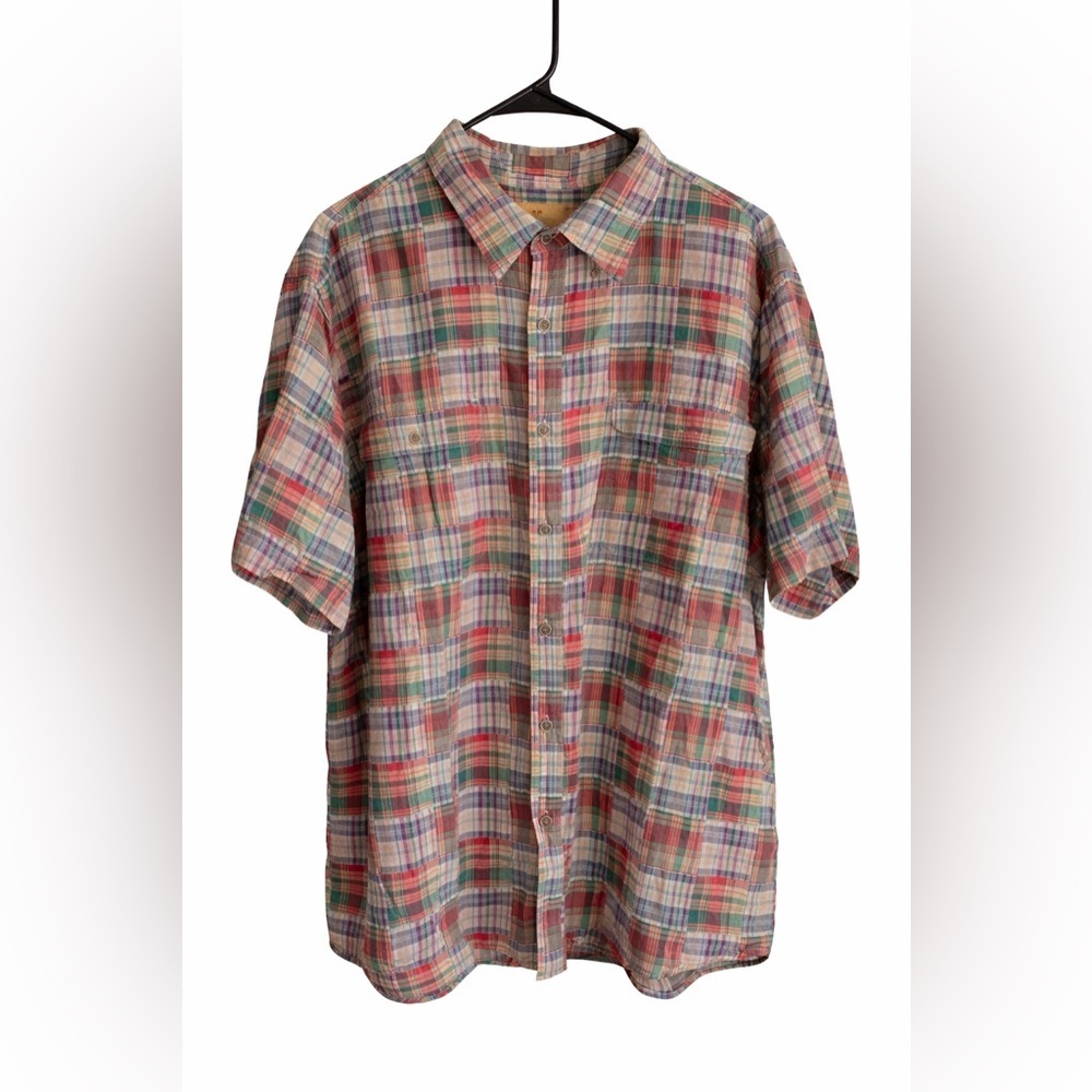 King Ranch 2XL Plaid Western Button Down Shirt Short Sleeve 100% Cotton Men’s